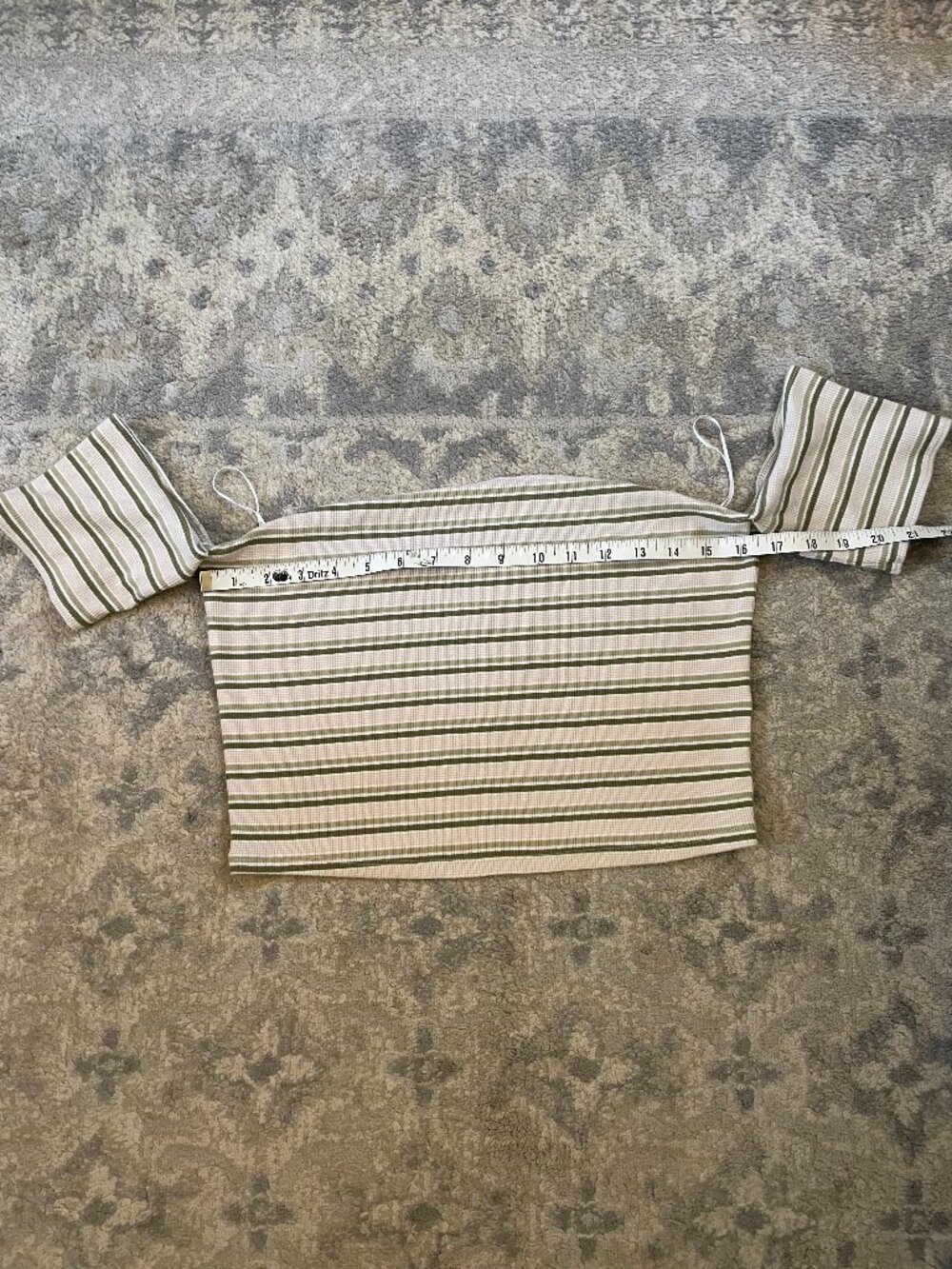 Abercrombie Green/Tan Stripe Soft A&F Rib Tube Top with Sleeve - XL